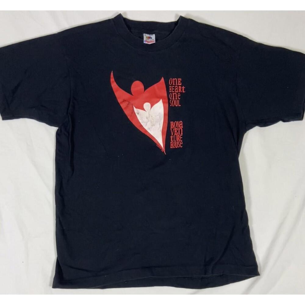Vintage Retro Bonaventure House Men's T-Shirt L Large Black One heart Made In US